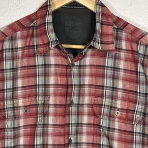 Kuhl Shirt Men's Red Gray Plaid Eluxur‎ Performance Outdoor Button Up Medium